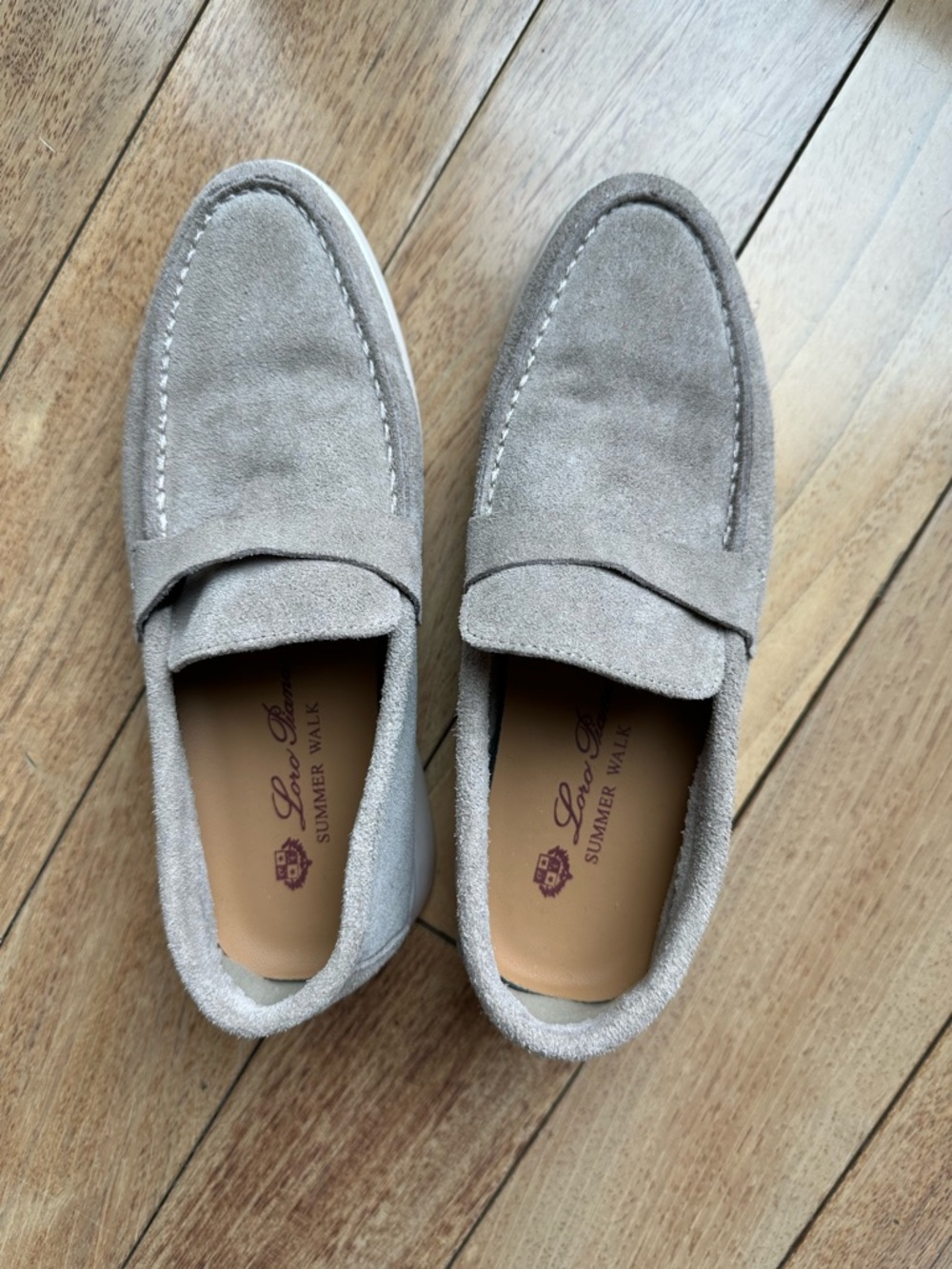 Loro Piana Suede Classic Beige Summer Walk Loafers Size 35/5 Rubber Soles